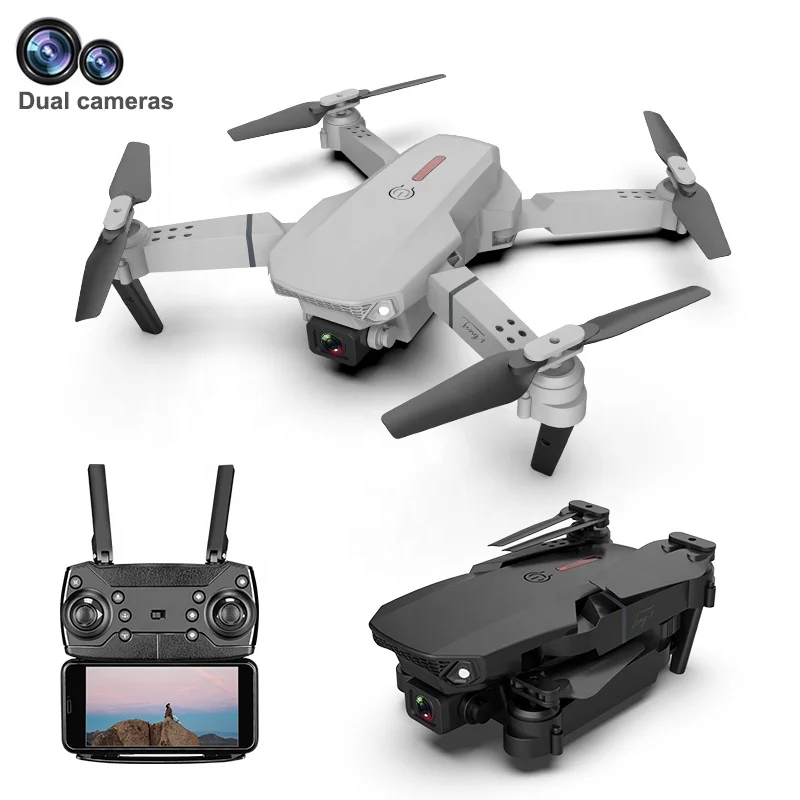 

Professional 2.4G mini wifi drone camera E88 max rc drones with dual 4k camera toy drones for kids, Black/white/red