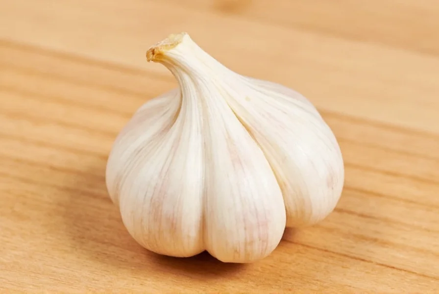 Visual comparison of small, medium, and large garlic cloves next to teaspoon measurements