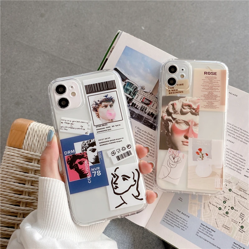 

Fashionable and lovely David art case for iPhone 11 12 Mini Pro XS Max x XR 7 8 plus Soft Cases