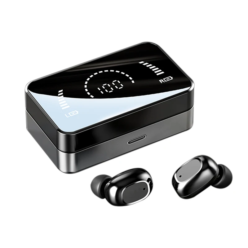 

Mirror powerbank earphone 2000mAh LED Smart Battery Display TWS Wireless Earbuds With power bank