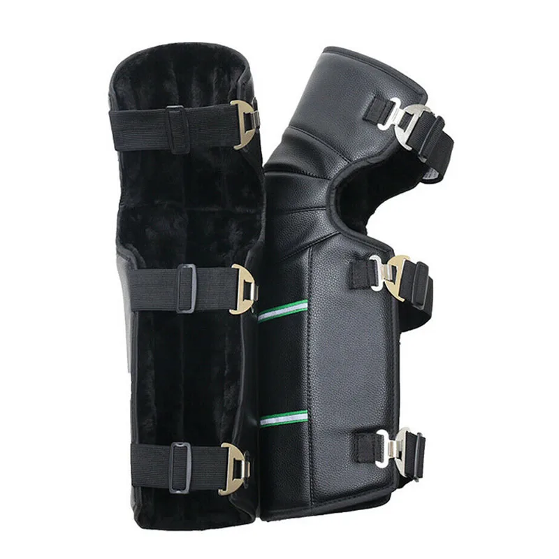 

Factory Directly PU Leather Windproof Motorcycle Leg Warm Knee Pads For Snow Knee Protective Guard, Black
