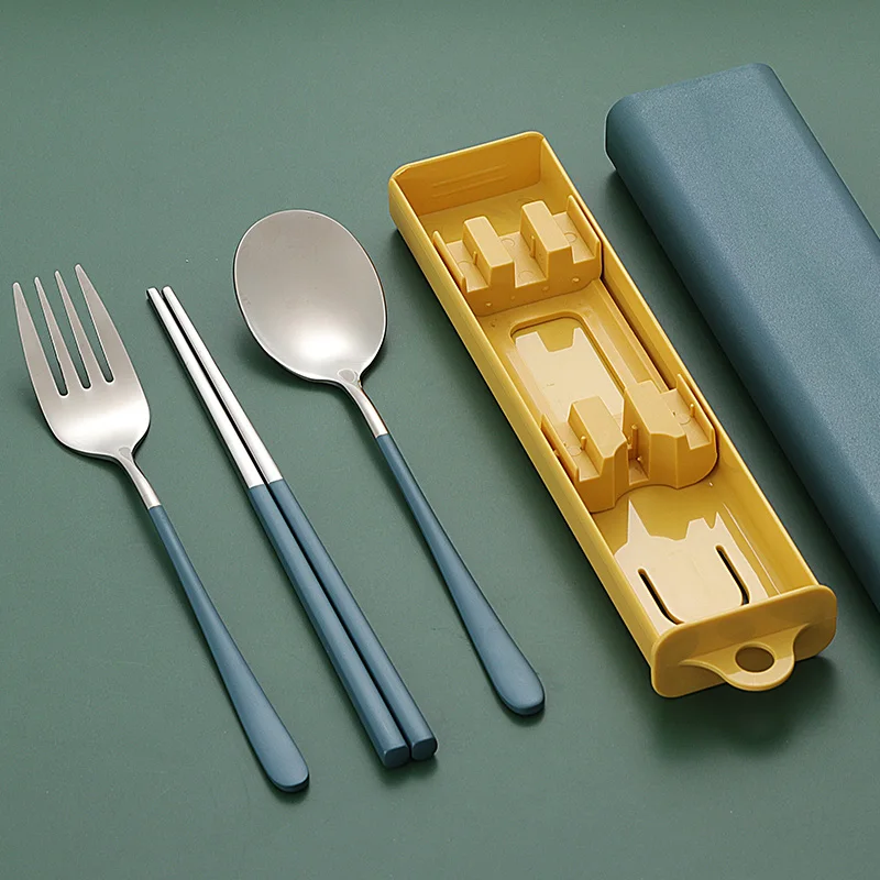 

304 Wholesale Customized Logo Luxury Reusable Flatware Stainless Steel Cutlery Set, Green blue pink