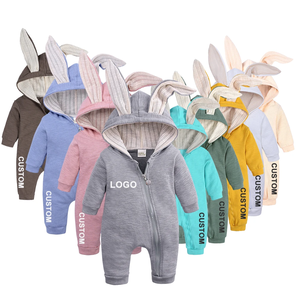 

Wholesale Newborn Baby Girls Boys Cotton Knitted Long Sleeve Jumpsuit Rabbit Ear Baby Clothes Romper Kids Tales, As picture