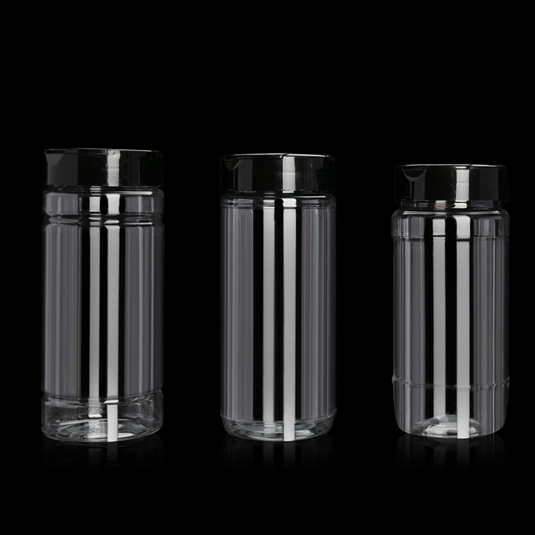 

Custom 475ml 500ml Plastic Seasoning Powder Storage Clear Jars with Colored lids