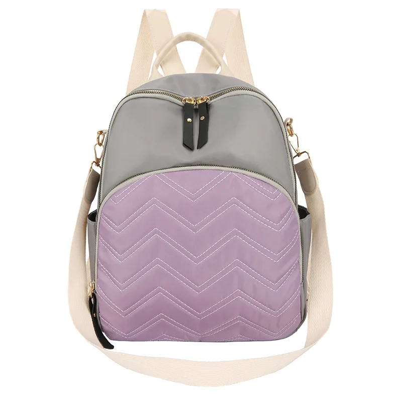 

Trendy Nylon Quilted Checked Women Shoulder Bag Custom Logo Handbag Student School Bag Lady Travel Hiking Teenager Backpack, Purple, black, pink
