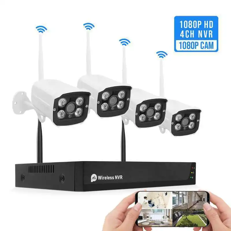 

CCTV Wifi Camera Home Security HD 1080P 4CH Wireless Security Camera System H.265+ Tuya Smart Life App Plug and play