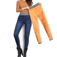 

Women's Fleece Lined Pants Winter Women Jeans High Elastic Waist Thicken Warm Skinny Outdoor Stretch Full Length Denim Jeans