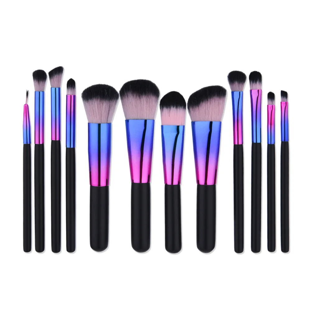 

12pcs Rainbow Colorful Wood Handle Makeup Brushes Sets for eyeshadow lip brushes Cosmetic Powder Foundation Blush