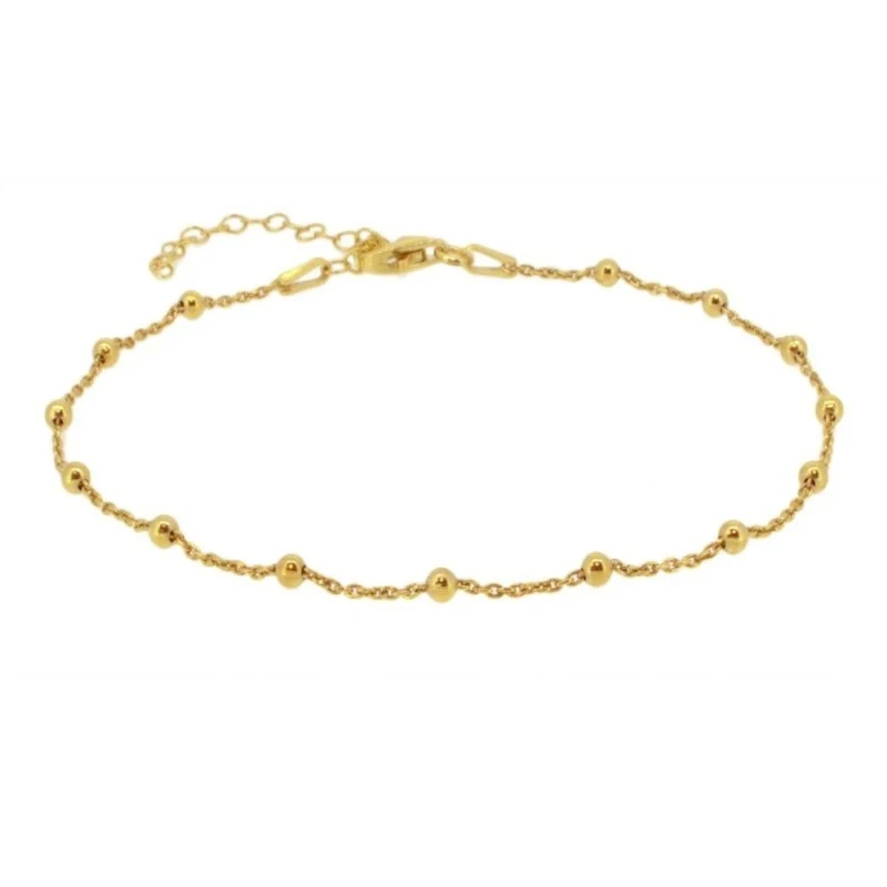 

S925 Sterling Silver Simple Small Round Beads All-match Anklet