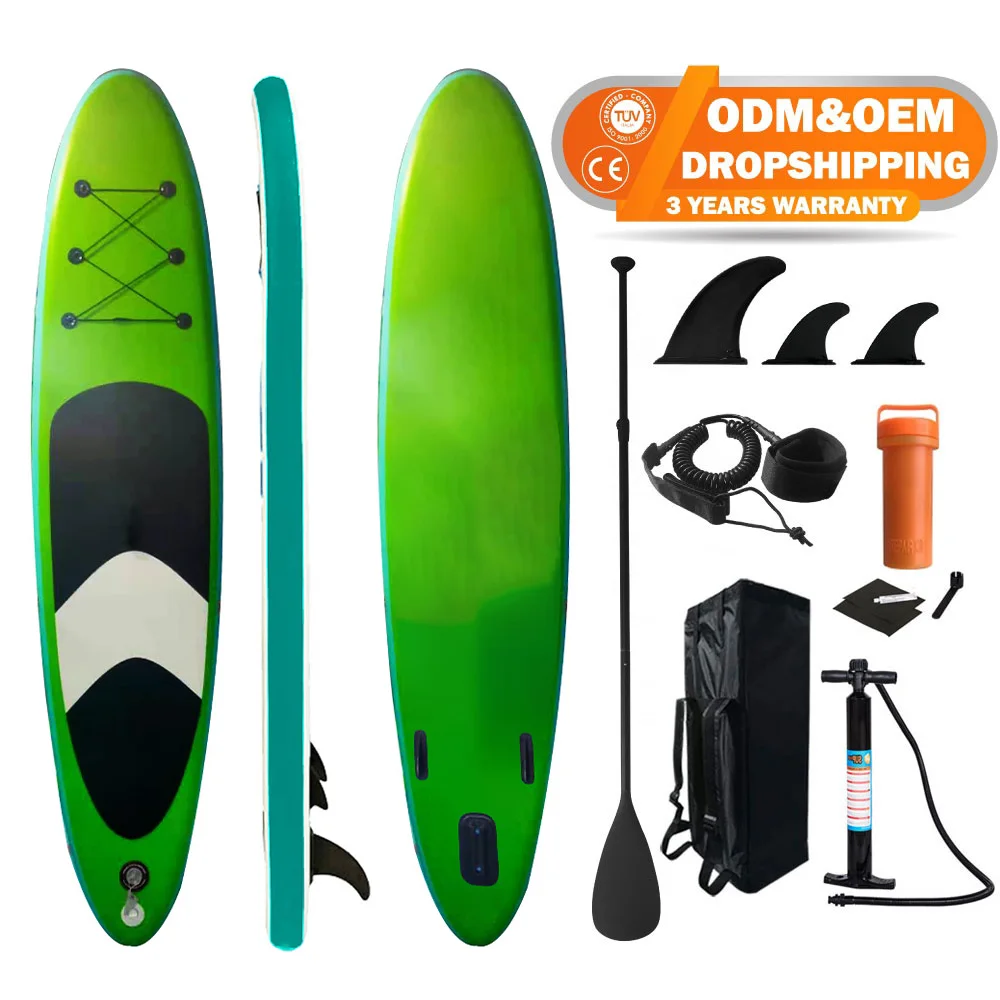 

Factory Supply OEM ODM Paddle surfing board 10'6'' inflatable sup paddle board wholesale surfboard sup cheap surfboard sup board, Green/custom
