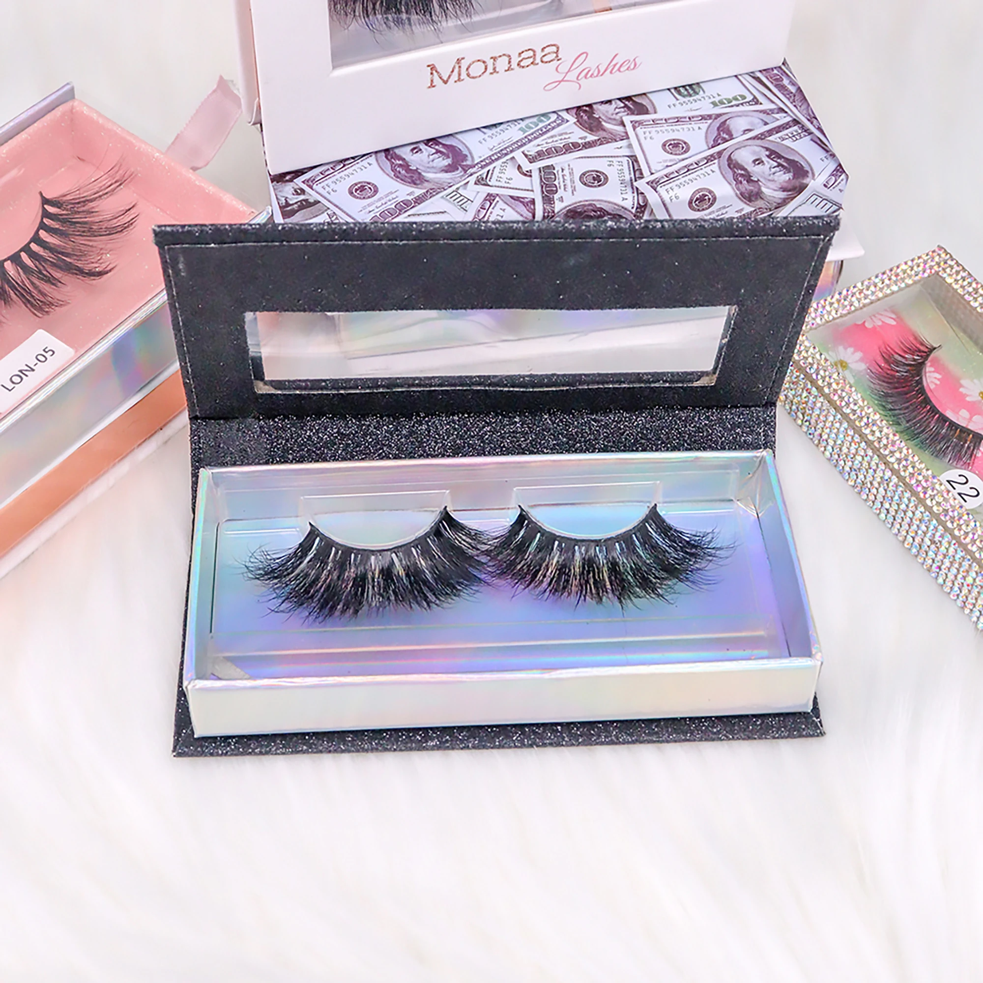 

Wholesale Bulu Mata Private Vendor Fake Lashes Top Quality Fluffy 5 Pairs Faux Mink Eyelashes Hand Made 3D Effect Natural Long, Natural black