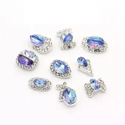 

Hot Sell Alloy Crystal Glass Bling Rhinestone Nail Art Flatback Non Hotfix Stone Sticker Design Patches