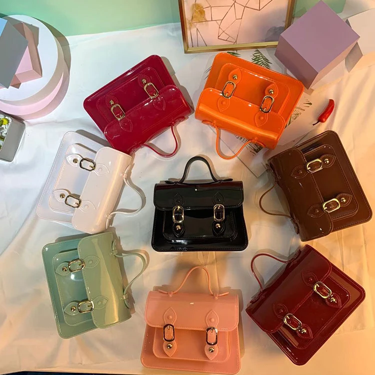 

Fashion famous brand rainbow color crossbody bag handbag jelly purse and girl handbag, White, wine red, black, light green, orange, pink, brown, rose red