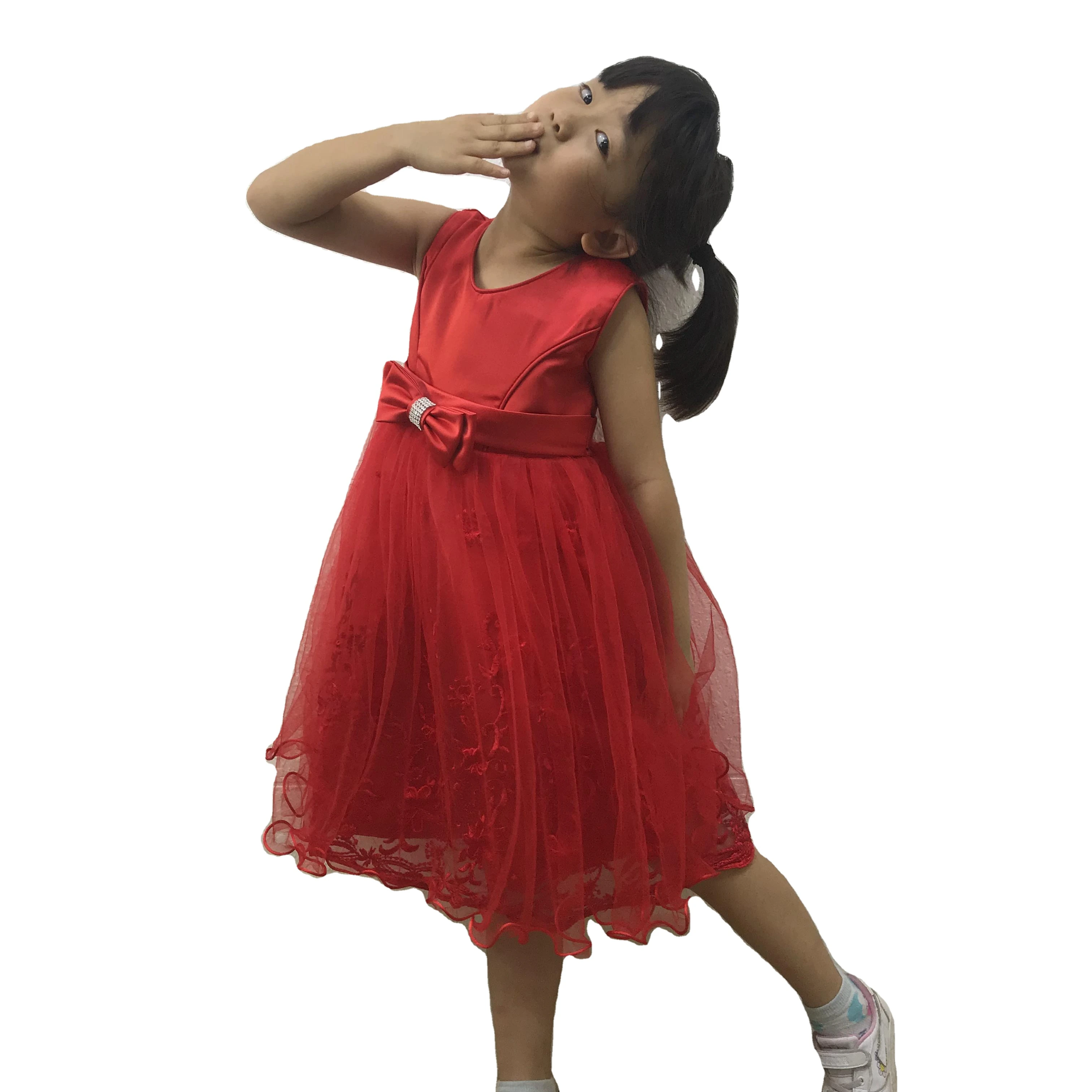

Wholesale Baby Girls Dress Floral Lace White Sleeveless Tulle Party Princess Dress