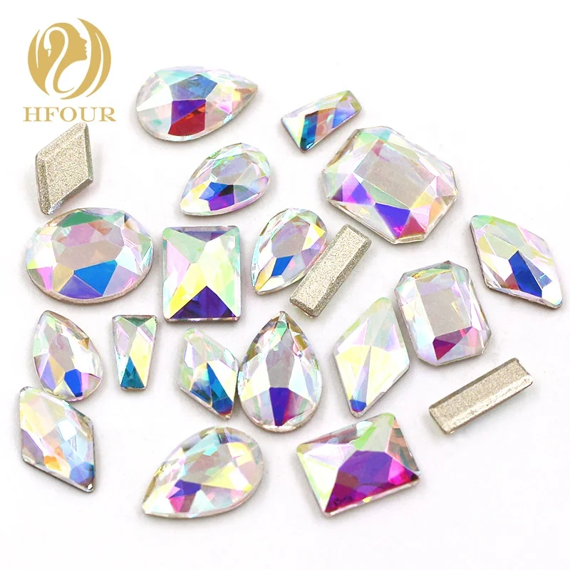 

High Quality AB color K9 Glass Mixed Shape Flatback Rhinestone for Nail Art, Multi colors