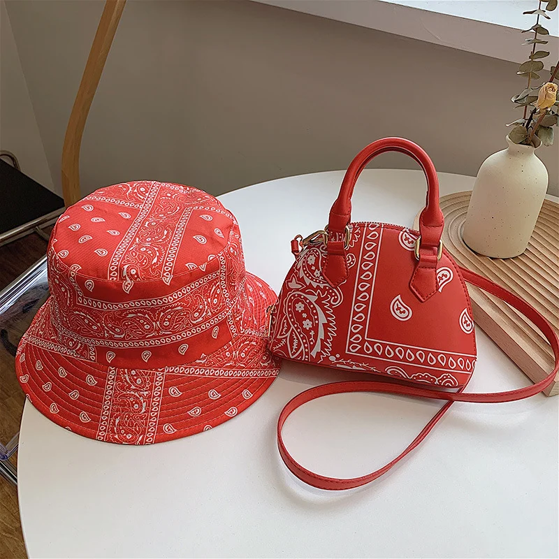 

New Arrivals 2021 Bucket Hats and Bandana Purse Set Women Hand Bags Ladies Handbags Luxury Handbags for Women Purses, Picture color