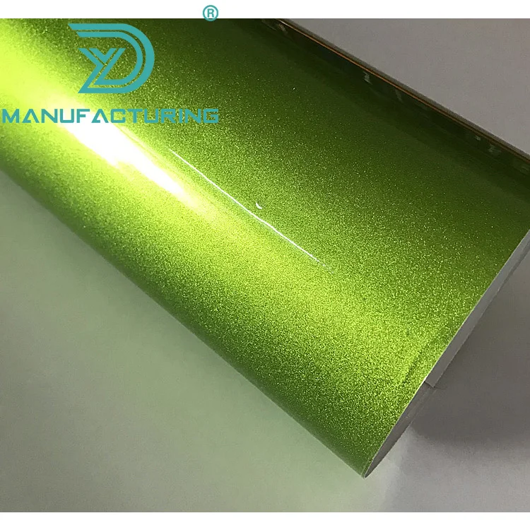 

Super Gloss Fluorescent Green Glitter Diamond Car Wrap Film Foil Glossy Pearl Candy Motorbike Scooter Sticker Decal