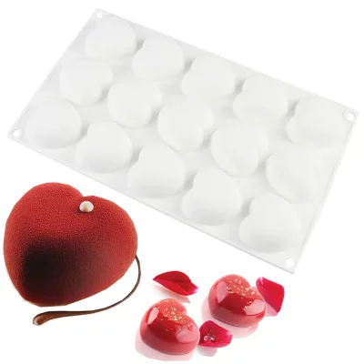 

Cavities 3d Chocolate Silicon Diamond Cake Mould Large Molds 15 Heart Shape Silicone Mold, White