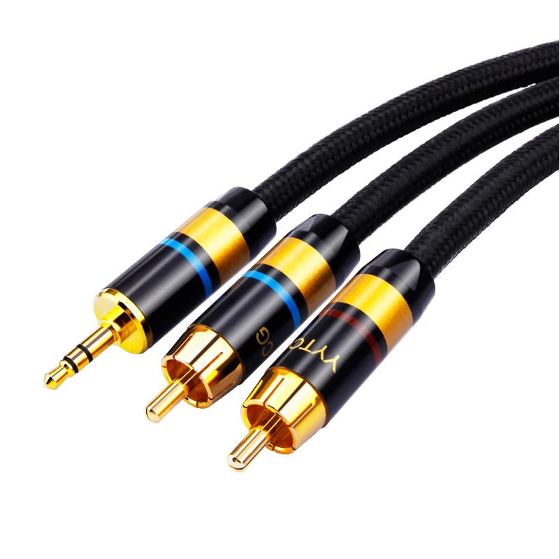 

YYTCG Hifi 3.5mm to 2RCA Y Splitter Stereo Audio Cable HiFi for Audiophile Connect Phone MP3 CD PC to Amplifier