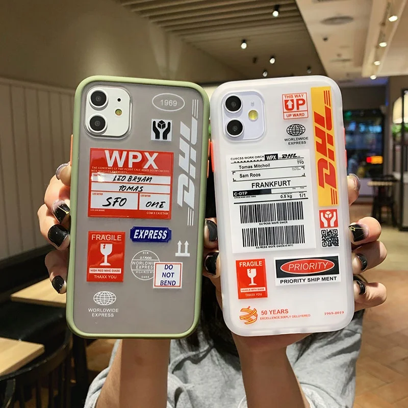 

2021 New popular Express label tide card Shockproof skin feeling phone case for iPhone12 pro max mini