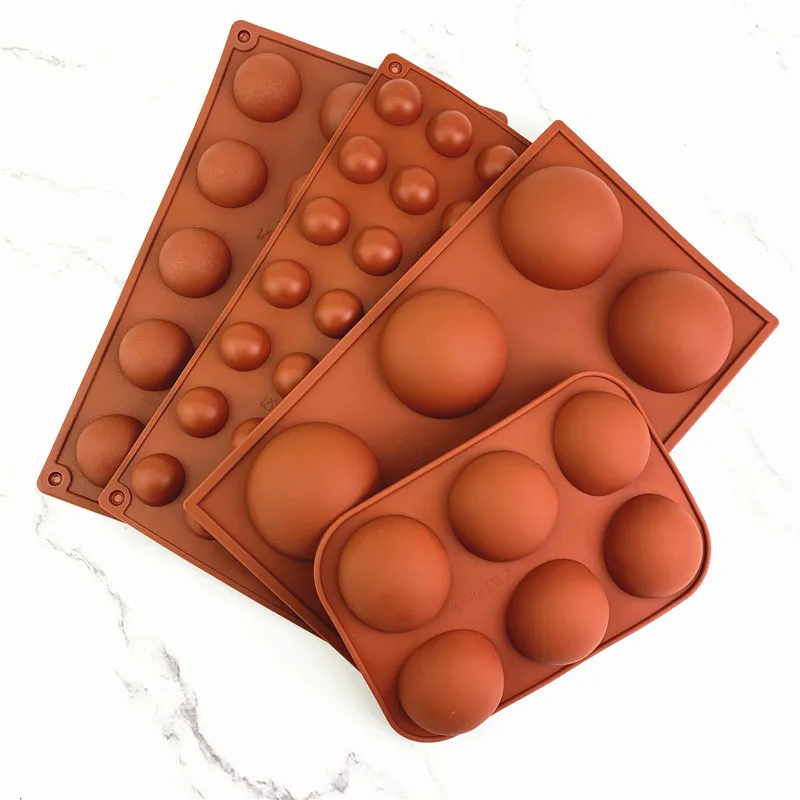 

Amazon Hot Sale 6 Cavity Hemisphere Shape DIY Half Sphere Chocolate Bombs Dessert Silicone Baking Cake Mold, Red