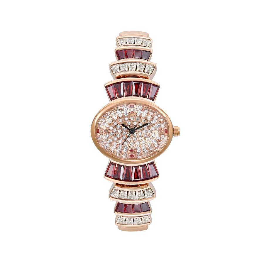 

watch-10 xuping Rose gold latest watch jewelry also has many red colored stones