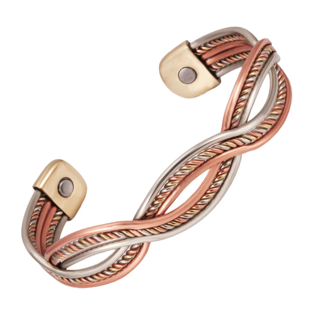 

CPB-0302A Wholesale Braided Health Magnet Energy Bio Magnetic Therapy Pure Copper Bangle Bracelet for women