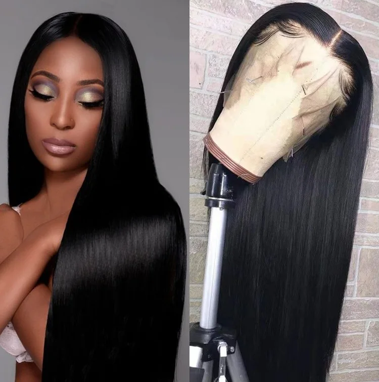 

Glueless wigs with baby hair wholesale transparent front lace wig pre plucked raw virgin natural human hair wig for black women