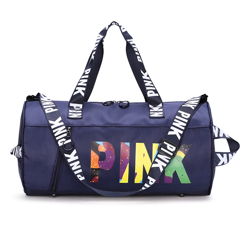 

2020Top Sales Waterproof Fitness Gym Yoga Bag Multifunction Travel Duffel Bag With Pink Letter Women Overnight Bag Custom Logo, Black/gray/blue/pink/purple/rose/navy