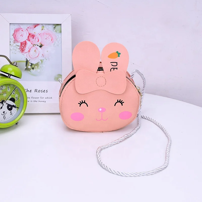 

2021 Wholesale Candy Color PU Cute Animal Shape Luxury Kid jelly Purse Handbag Children Designer Mini Pop it Bag Rabbit