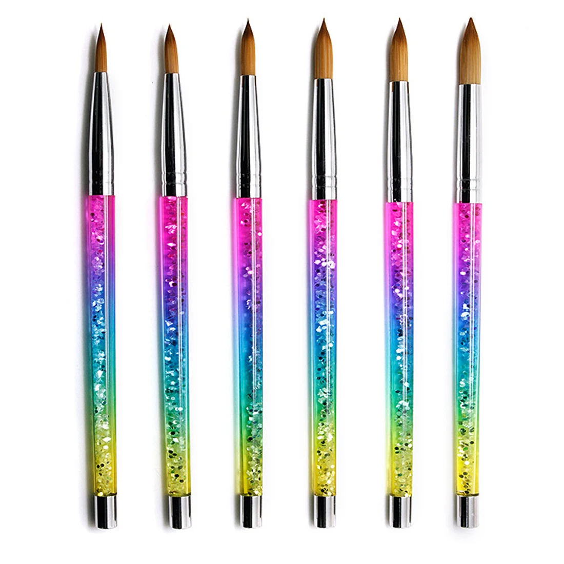 

2021 Rainbow Gradient Color Crystal Handle Nail Brushes professional acrylic nail brush Kolinsky Magic for salon use