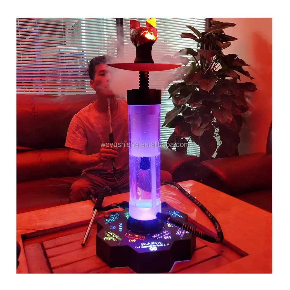 

Bars new fashion LED laser hookah Rechargeable electronic 2 hoses hookah, Golden