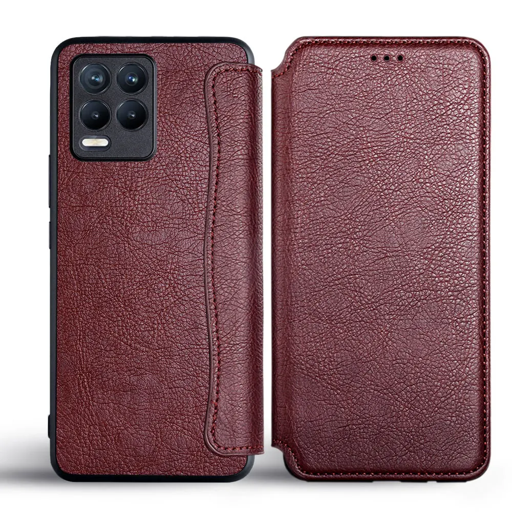 

Wallet Case For Oppo Realme 8 Pro Coque Pu Leather Simple No Magnet Flip Cover With Card Slot For Realme 8 Pro Case Funda