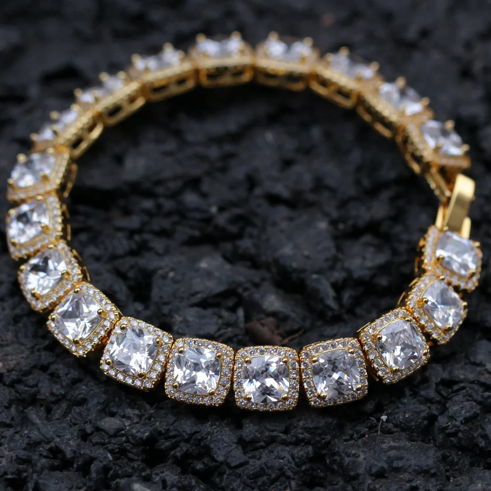 

Iced out Bling Tennis chain brass High grade square zircon american diamond necklace sets jewellery