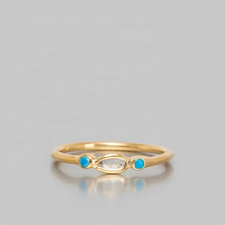 

925 sterling silver plated gold turquoise ring LYR0198