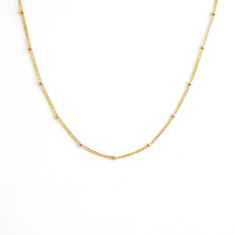 

Gemnel fashion 925 sterling silver 18k gold plated simple satellite chain bead glitter necklaces