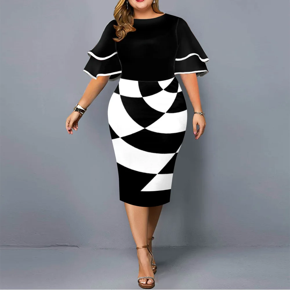 

Turkey Plus Size Women Hit Color Slim Fit Bag Hip Pencil Skirt Professional Office Mid-length Dress Women's Clothing