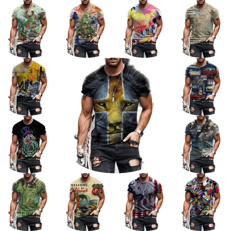 

3D printed men's short sleeved T-shirts made and sold in Chinese factories are 100% cotton t-shirts, Mixed color