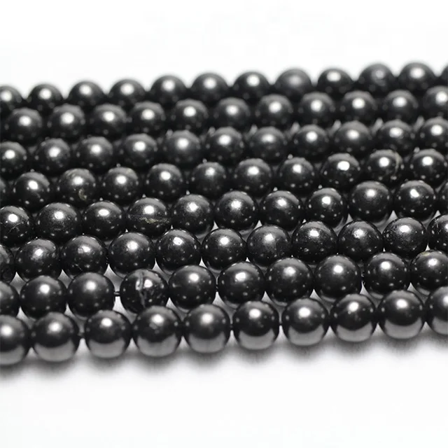 

Natural Stone Shungite Beads Round Loose Black Beads 6mm 8mm 10mm DIY Necklace Bracelet Jewelry Making Accessories