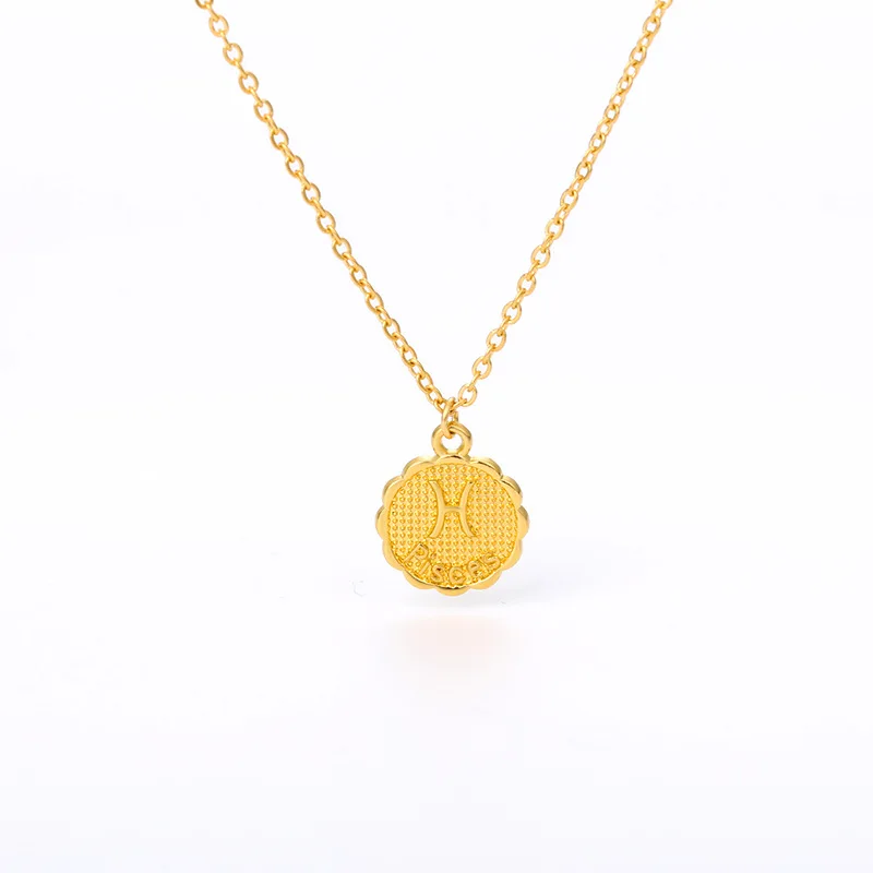 

Latest Design Fashion Alloy 12 Zodiac Design Women Gold Color Necklace Collarbone Chain Jewelry Accessories For Women, 2 colors available