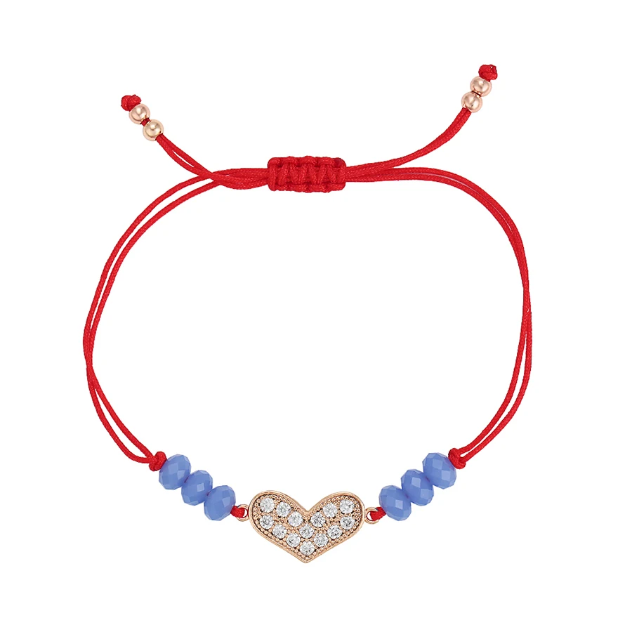 

76488 Xuping fashion Red rope heart-shaped stretch bracelet with beads