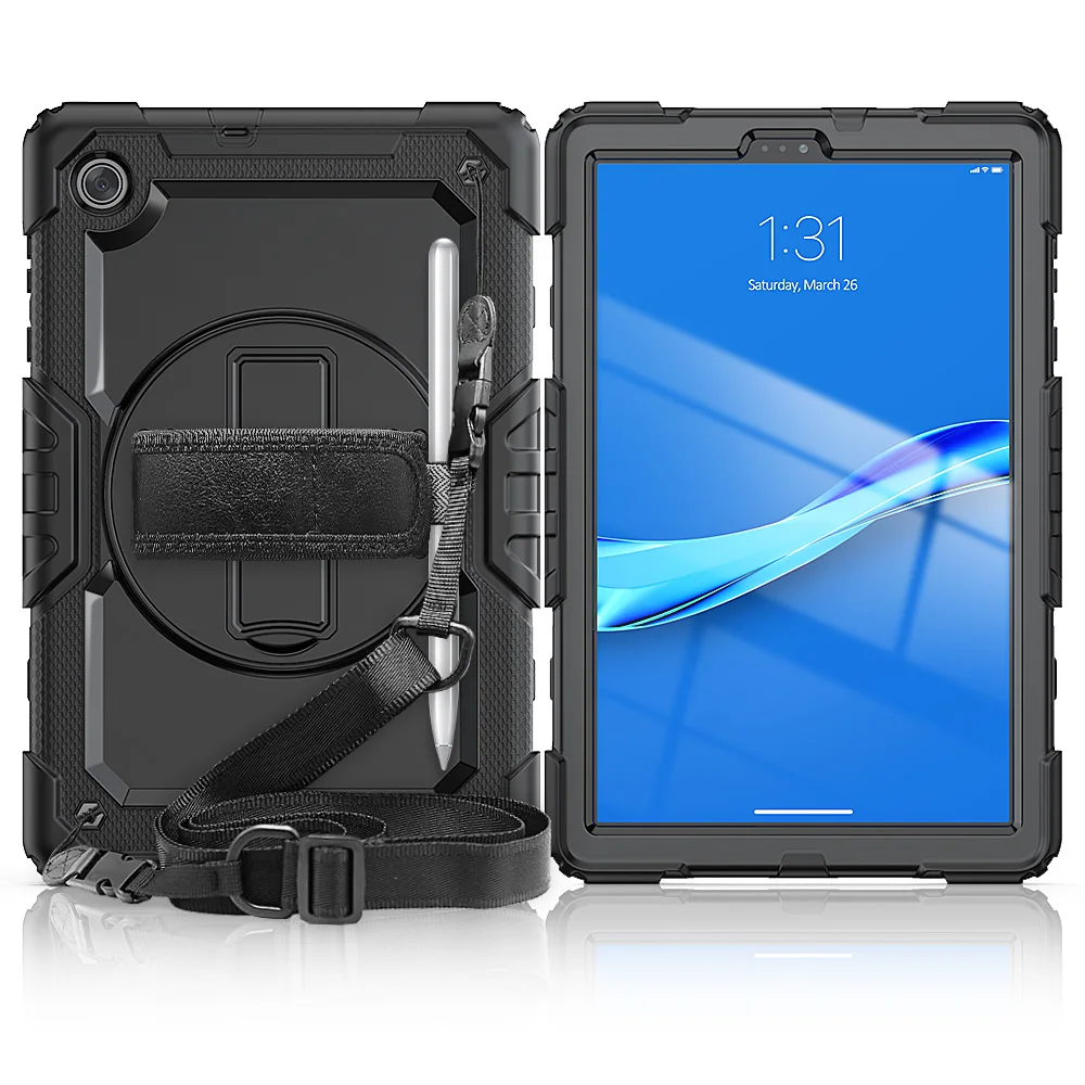 

360 Rotation PC Silicone Rugged Casing With Handstrap Tablet Cover For Lenovo Tab HD M10 Plus 10.3 Inch TB-X606 TB-X606F Case