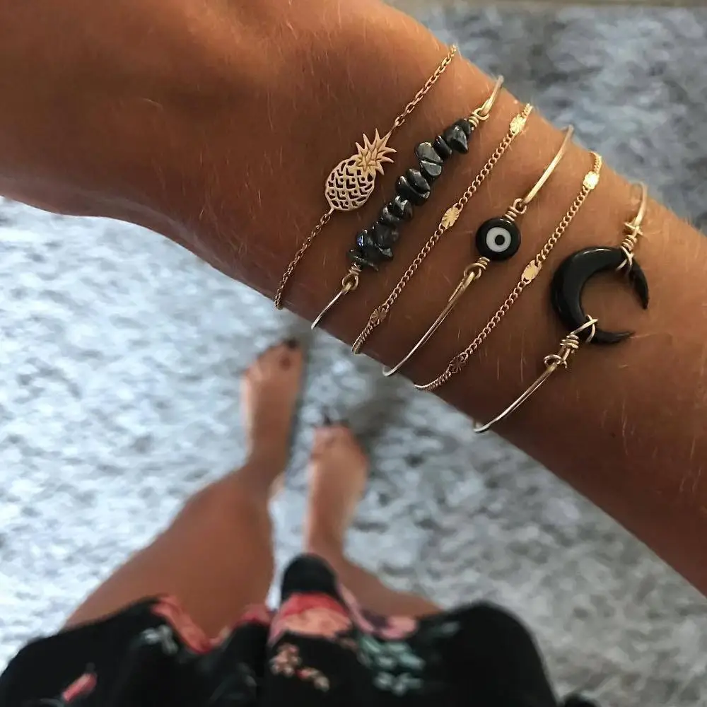 

Fashion gold Black Moon Eye Bracelet set for women wholesale N910310, Picture