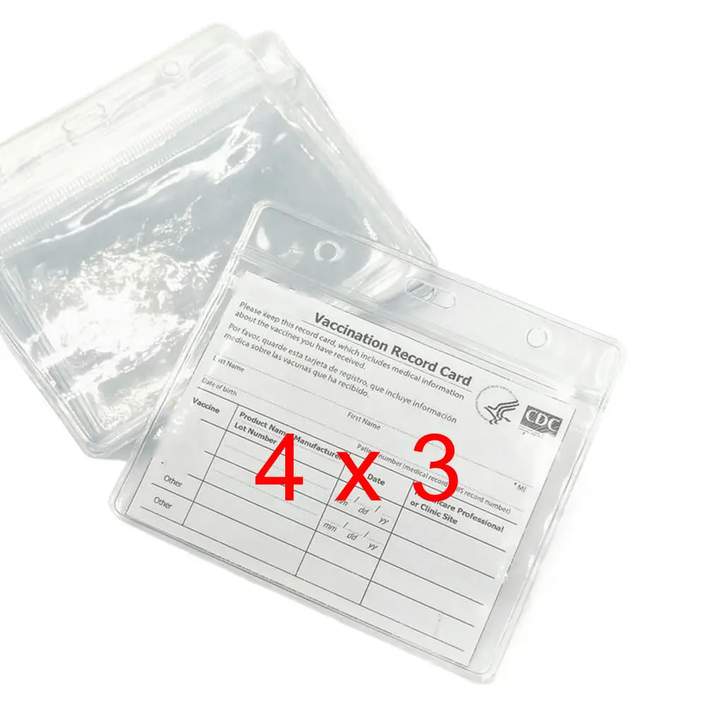 

4 x3 inch Transparent Clear PVC Waterproof Card Holder Protector for CDC Vaccination Vaccine CERTIFICATE record card