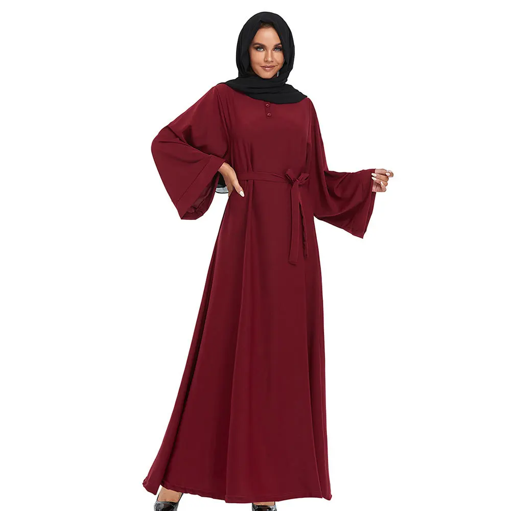 

New Design islamic clothing muslim long dresses for women, Black/rose madder/green/apricot