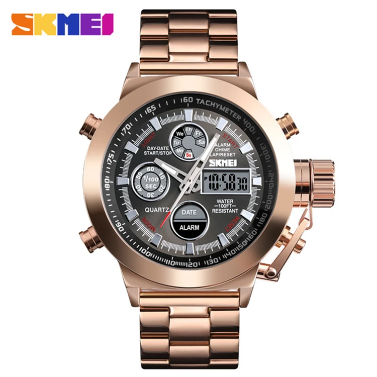 

SKMEI Relogio Masculino 1515 Luxury Men's Quartz Digital Watch Waterproof Male Wristwatch 2 Time Chronograph Sport Watches