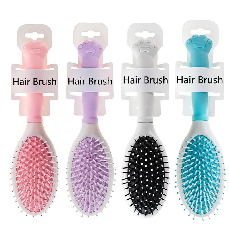 

Curly Hairbrush Plastic Custom Hair Combs Set Cat Claw Style Detangling Comb, Pink purple black blue