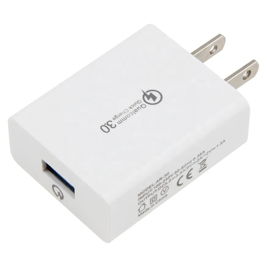 

USB QC 3.0 Charger Quick Charge Fast US Plug Single Port Phone Wall Charger Power Adapter Charging for iPhone Huawei Samsung
