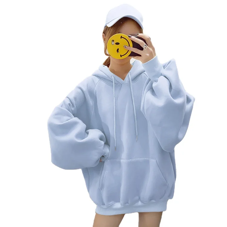 

women floral o-neck female autumn winter Solid blank oversized hoodies casual long sleeve pullover hoodie sweatshirt womens