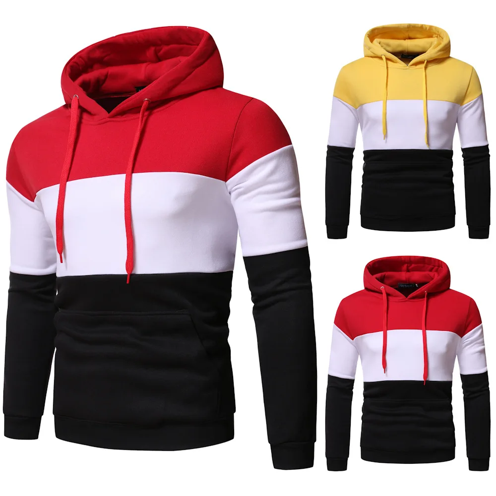 

Custom men's training sports hoodie wholesale hot sale color matching fitness hoodie